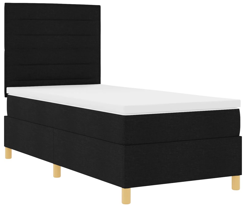 vidaXL Κρεβάτι Box Spring με Στρώμα και LED Μαύρο 80x200 cm Ύφασμα