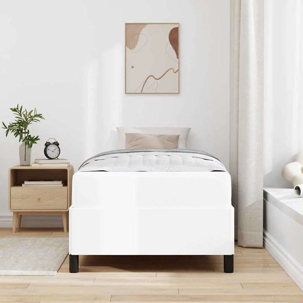 vidaXL Σκελετός κρεβατιού με στρώμα Λευκό 80 x 200 cm Τεχνητό δέρμα