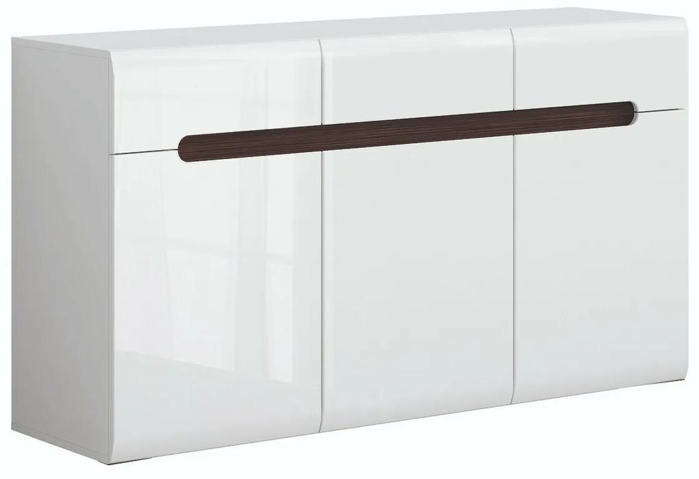 Σιφονιέρα Boston M102, Άσπρο, Γυαλιστερό λευκό, Με συρτάρια και ντουλάπια, Αριθμός συρταριών: 3, 84x150x41cm, 59 kg | Epipla1.gr