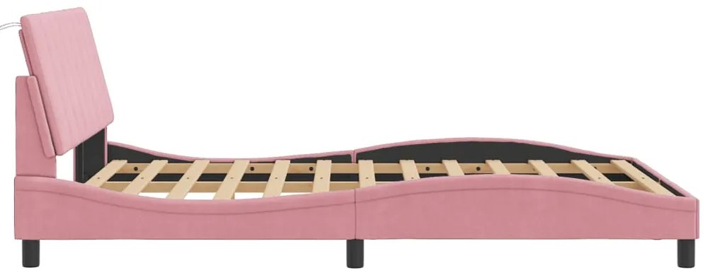 vidaXL Πλαίσιο Κρεβατιού Χωρίς Στρώμα Hanko Ροζ 140x200 εκ. Βελούδινο