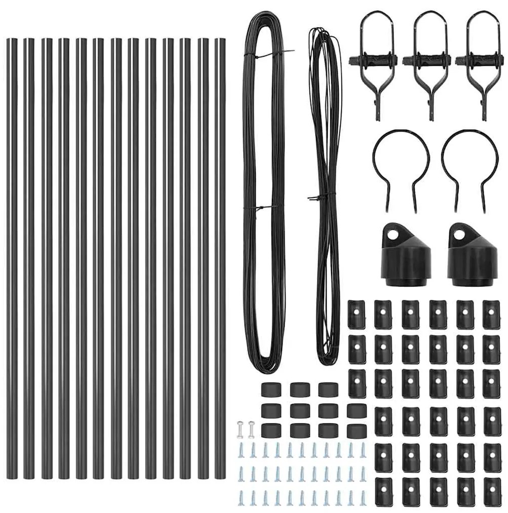 vidaXL Στύλος Περιφράξεων 13 pcs Γκρι Ατσάλι