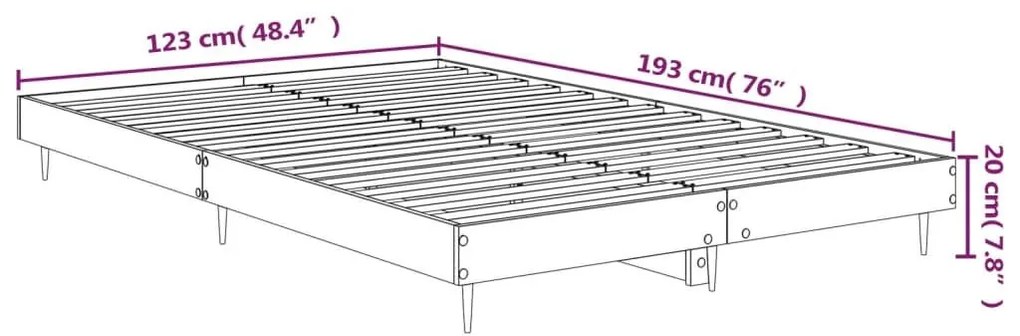 Πλαίσιο Κρεβατιού Γκρι Sonoma 120 x 190 εκ. Επεξεργασμένο Ξύλο - Γκρι