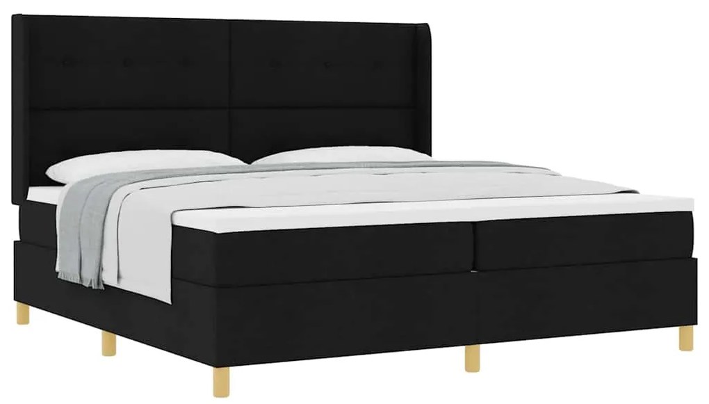 vidaXL Κρεβάτι με ελατήριο με στρώμα Μαύρο 200 x 200 cm ύφασμα