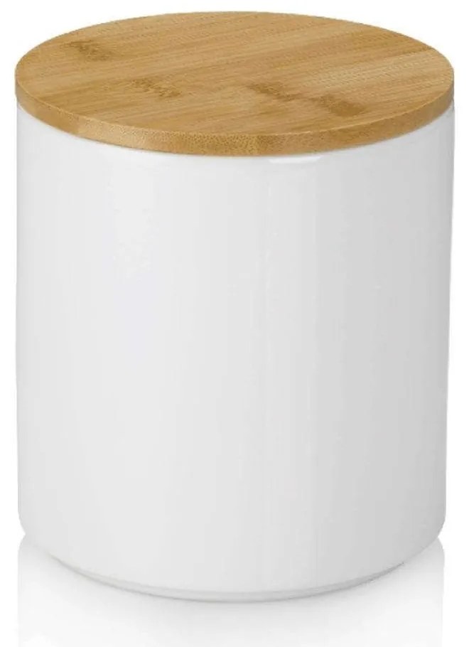 Δοχείο Αποθήκευσης Cady 15280 Φ12x15cm/1,2Lt White-Natural Kela Bamboo,Κεραμικό