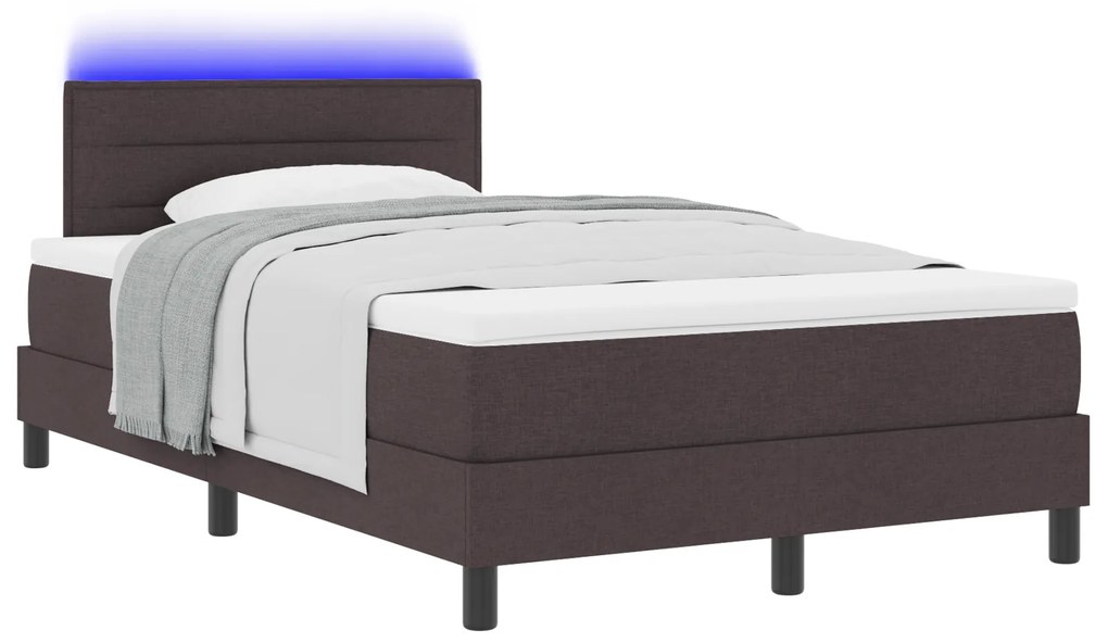 vidaXL Κρεβάτι με Σπαστό Σκελετό και Στρώμα & LED Σκούρο Καφέ 120x190 εκ. Ύφασμα.