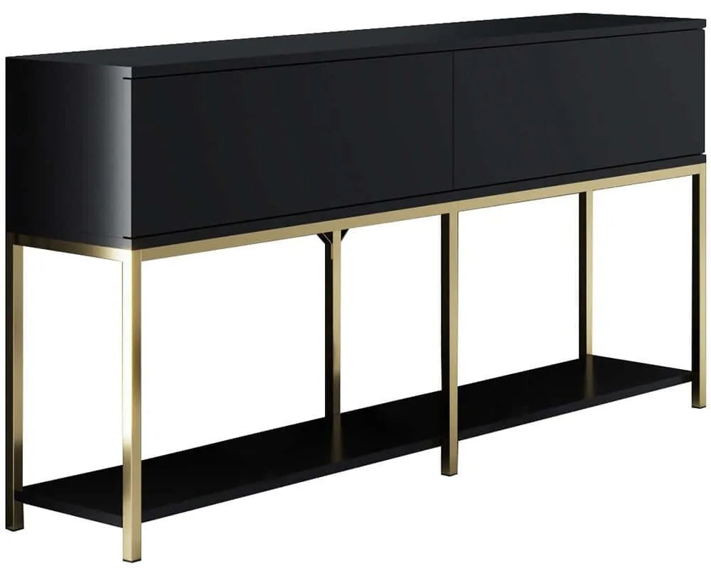 Κονσόλα Lord 618BLY1213 150x30x80cm Black-Gold Μοριοσανίδα, Μέταλλο