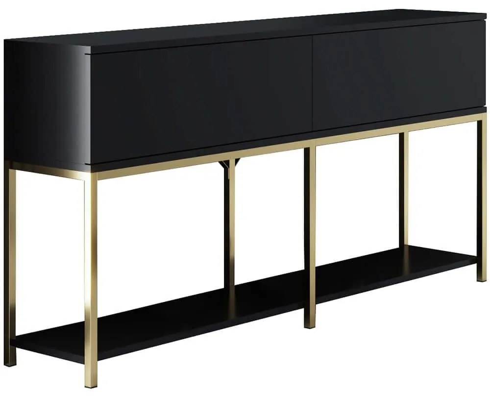 Κονσόλα Lord 618BLY1213 150x30x80cm Black-Gold Particle Board, Metal