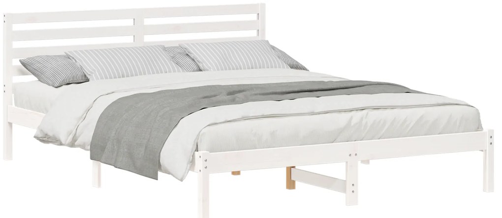 vidaXL Σκελετός Κρεβατιού Λευκό 160 x 210 cm Συμπαγές ξύλο πεύκου