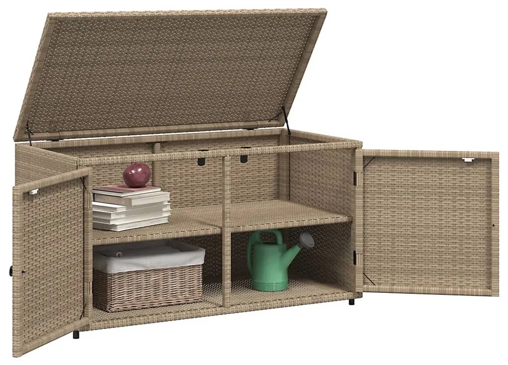 vidaXL Ντουλάπι Αποθήκευσης Κήπου Beige 110x55x60,5εκ. Συνθετικό Ρατάν