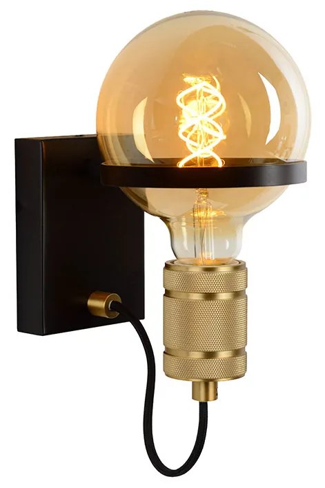 Φωτιστικό Επίτοιχο Lucide 30271-01-30 OTTELIEN Μαύρο Ματ (Black Mat)|Χρυσό Χρώμα (Gold Coloured)