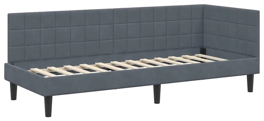 vidaXL Κρεβάτι Γωνίας με κεφαλάρι Σκούρο Γκρι 80 εκ x 200 εκ Βελούδο