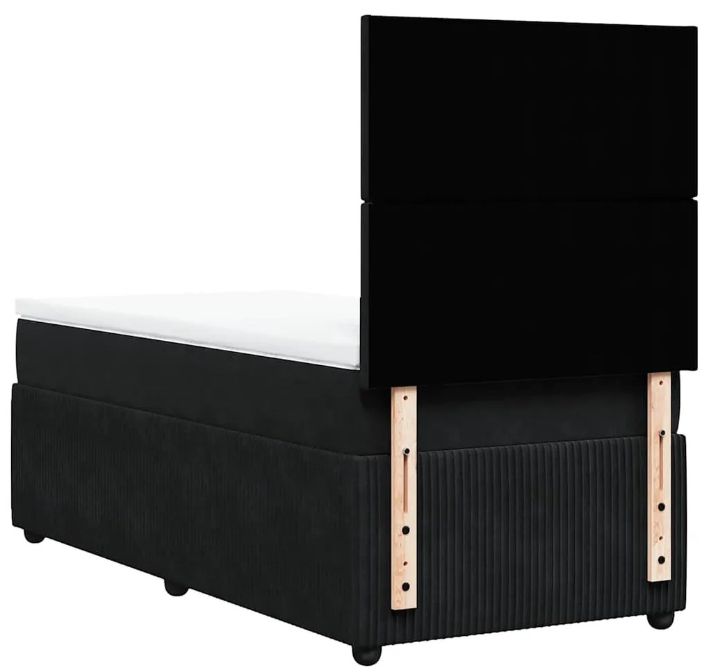 vidaXL Κρεβάτι Boxspring με Στρώμα Μαύρο 80 x 200 εκ. Βελούδινο