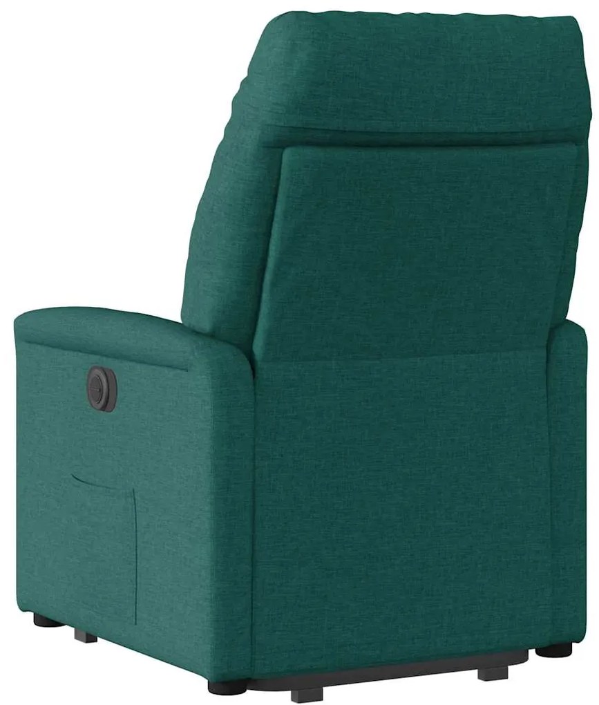 vidaXL Πολυθρόνα Ανακλινόμενη με Ανύψωση Σκούρο Πράσινη Υφασμάτινη