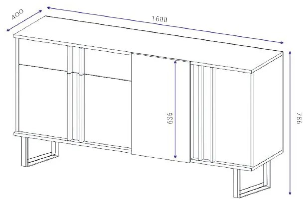 Μπουφές Amanda pakoworld καρυδί-μαύρο 160x40x78.5εκ (1 τεμάχια)