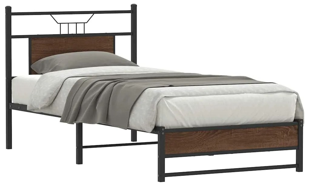 vidaXL Πλαίσιο Κρεβατιού Χωρ. Στρώμα Καφέ Δρυς 75x190εκ Επεξ. Ξύλο