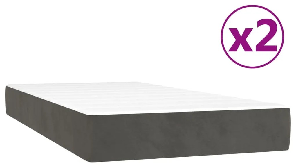 vidaXL Κρεβάτι Boxspring με Στρώμα Σκούρο Γκρι 200x200 εκ. Βελούδινο