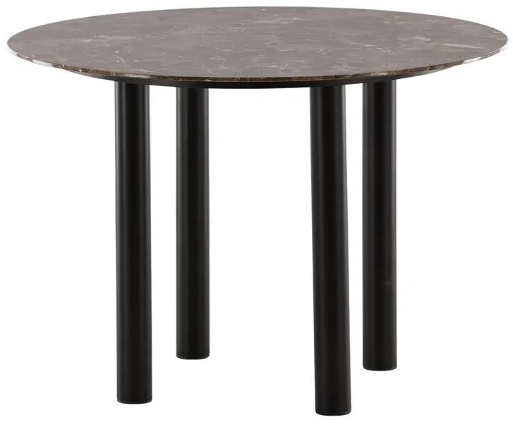 Τραπέζι Dallas 3417, Καφέ μάρμαρο, Μαύρο, 75cm, Γυαλί, Μέταλλο | Epipla1.gr