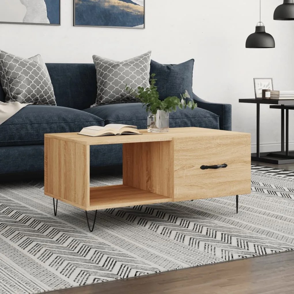 vidaXL Τραπεζάκι Σαλονιού Sonoma Δρυς 90x50x40 εκ. Επεξεργασμένο Ξύλο