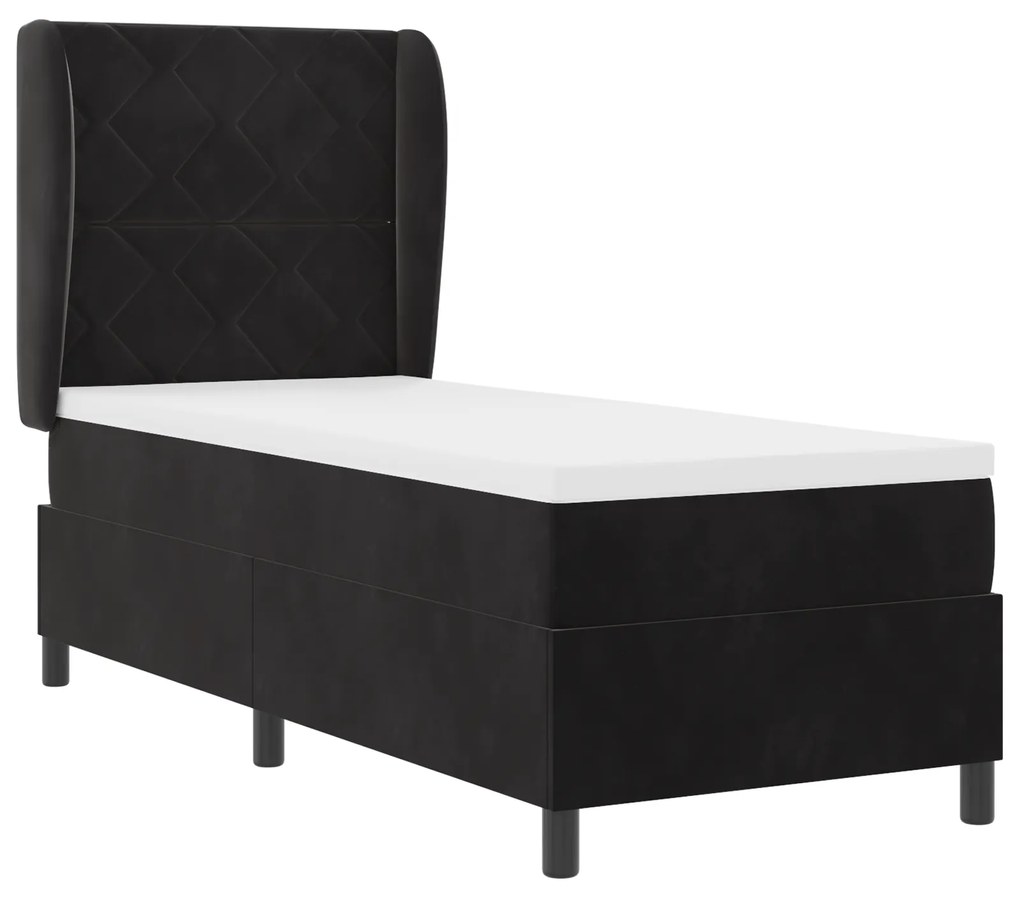 vidaXL Κρεβάτι Box Spring με Στρώμα Μαύρο 80x200 εκ. Βελούδο