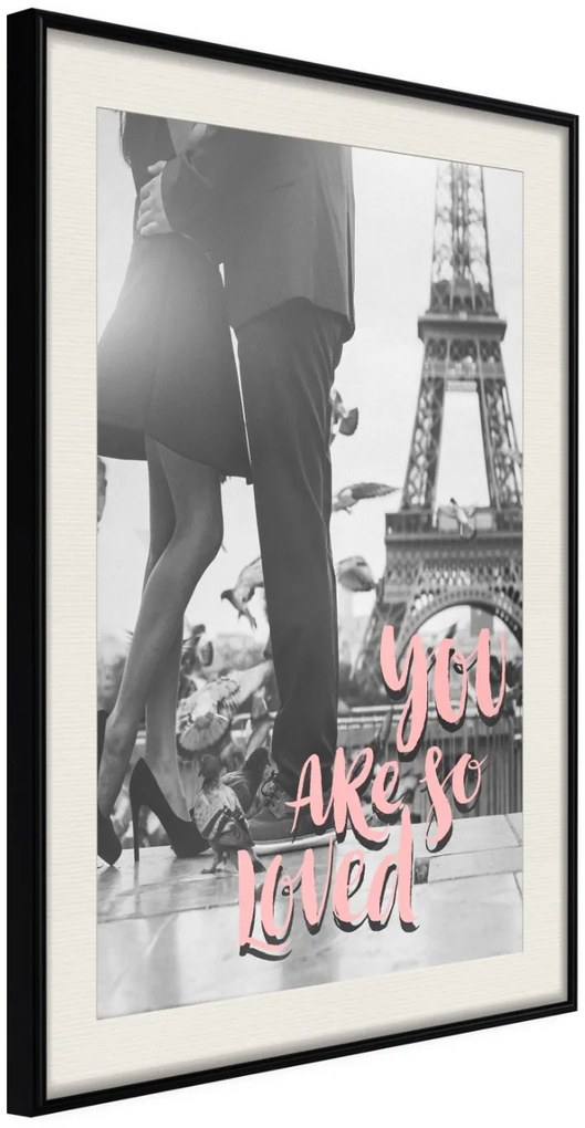 Αφίσα - Love in Paris - 30x45 - Μαύρο - Με πασπαρτού