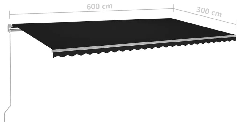 Τέντα Συρόμενη Αυτόματη με Στύλους Ανθρακί 6 x 3 μ. - Ανθρακί