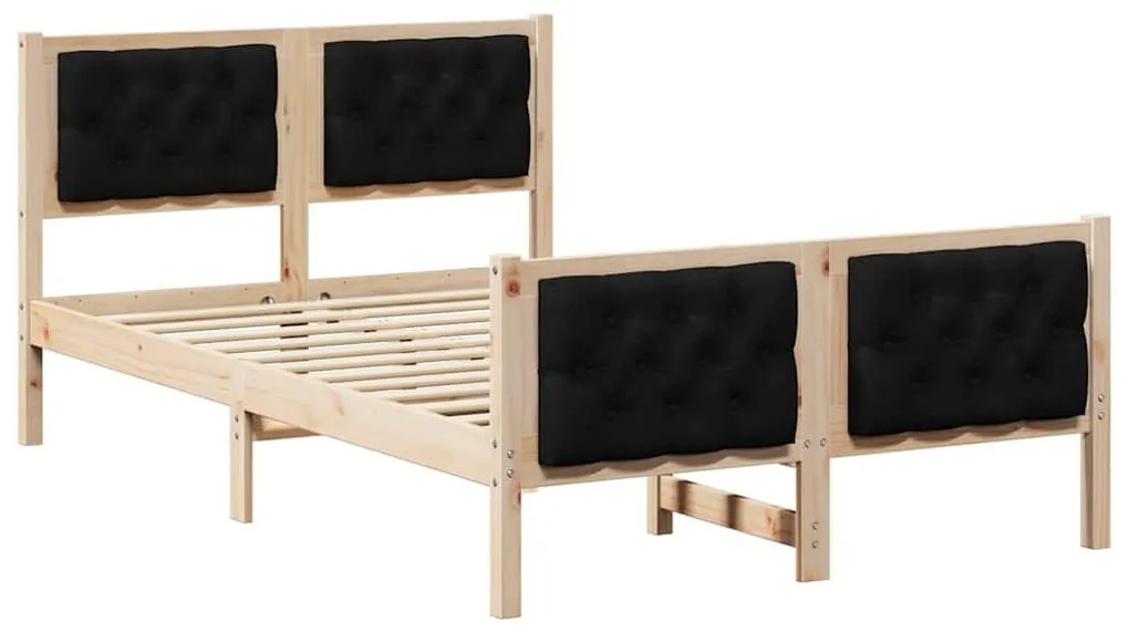vidaXL Σκελετός Κρεβατιού Μαύρο 120 x 190 cm Στερεά ξυλεία πεύκου