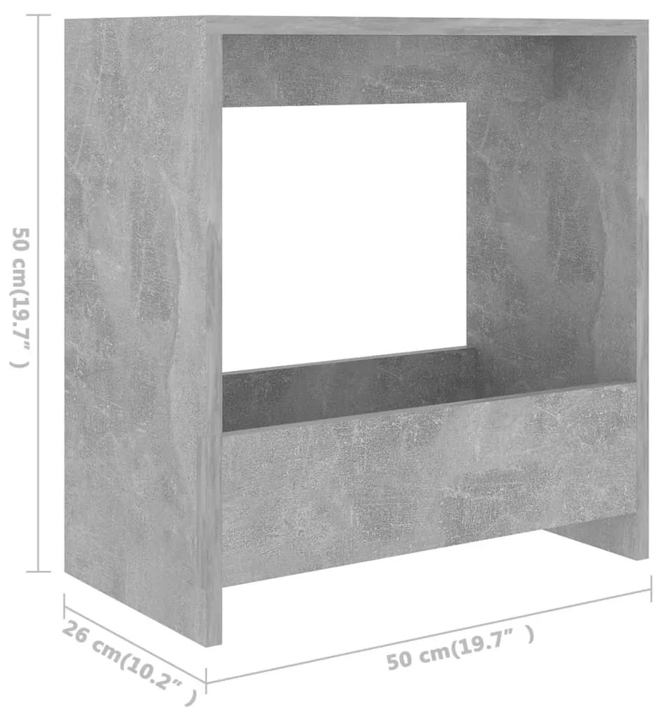 Τραπέζι Βοηθητικό Γκρι Σκυροδέματος 50x26x50 εκ. Επεξ. Ξύλο - Γκρι