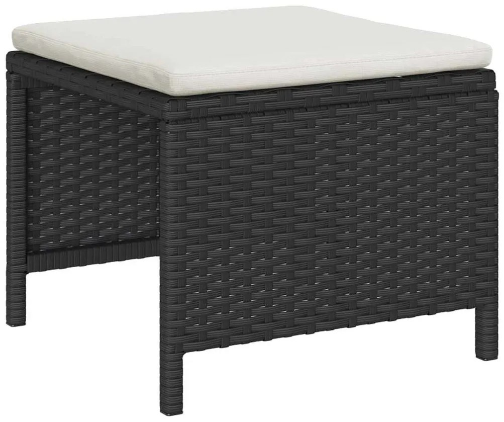 vidaXL Σετ Καναπέ Κήπου 6 pcs Μαύρο, κρέμα συνθετικό ρατάν