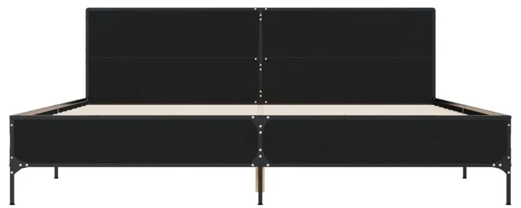 vidaXL Πλαίσιο Κρεβατιού Μαύρο 180 x 200 εκ. Επεξ. Ξύλο &amp; Μέταλλο