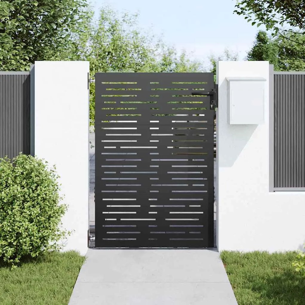 vidaXL Πύλη Κήπου Μαύρο 105 x 150 cm Ατσάλι με Επικάλυψη Πούδρας