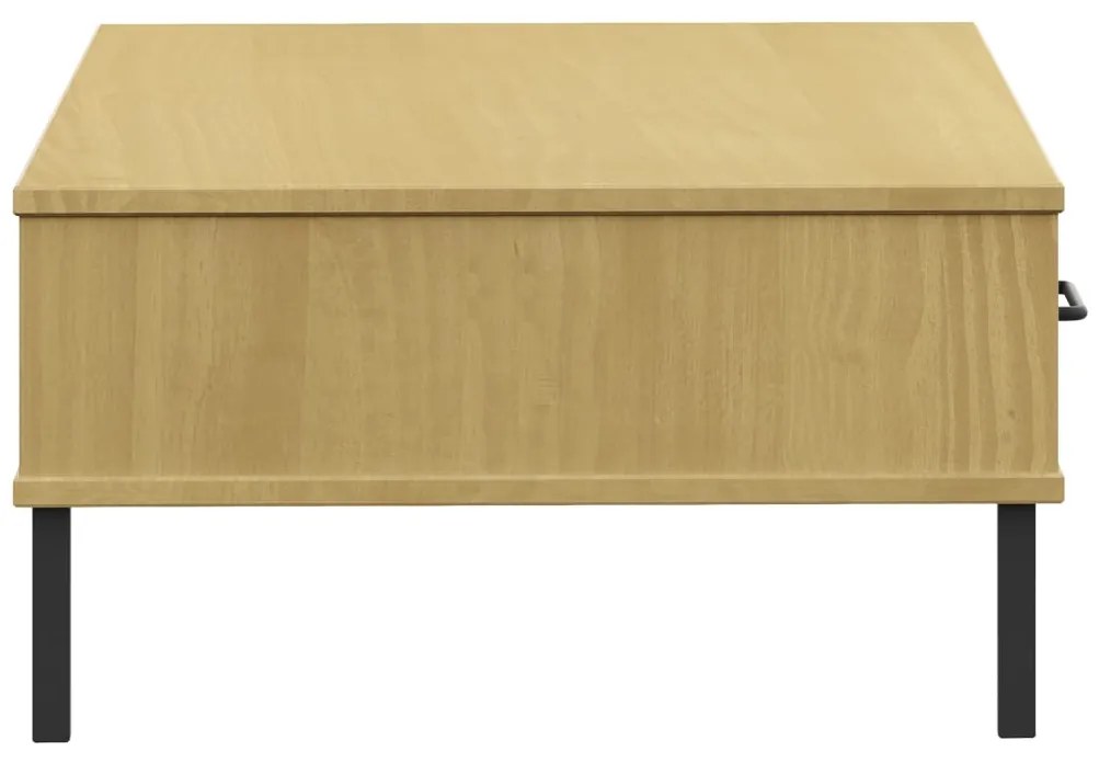 vidaXL Τραπεζάκι OSLO Καφέ από Μασίφ Ξύλο Πεύκου με Μεταλλικά Πόδια