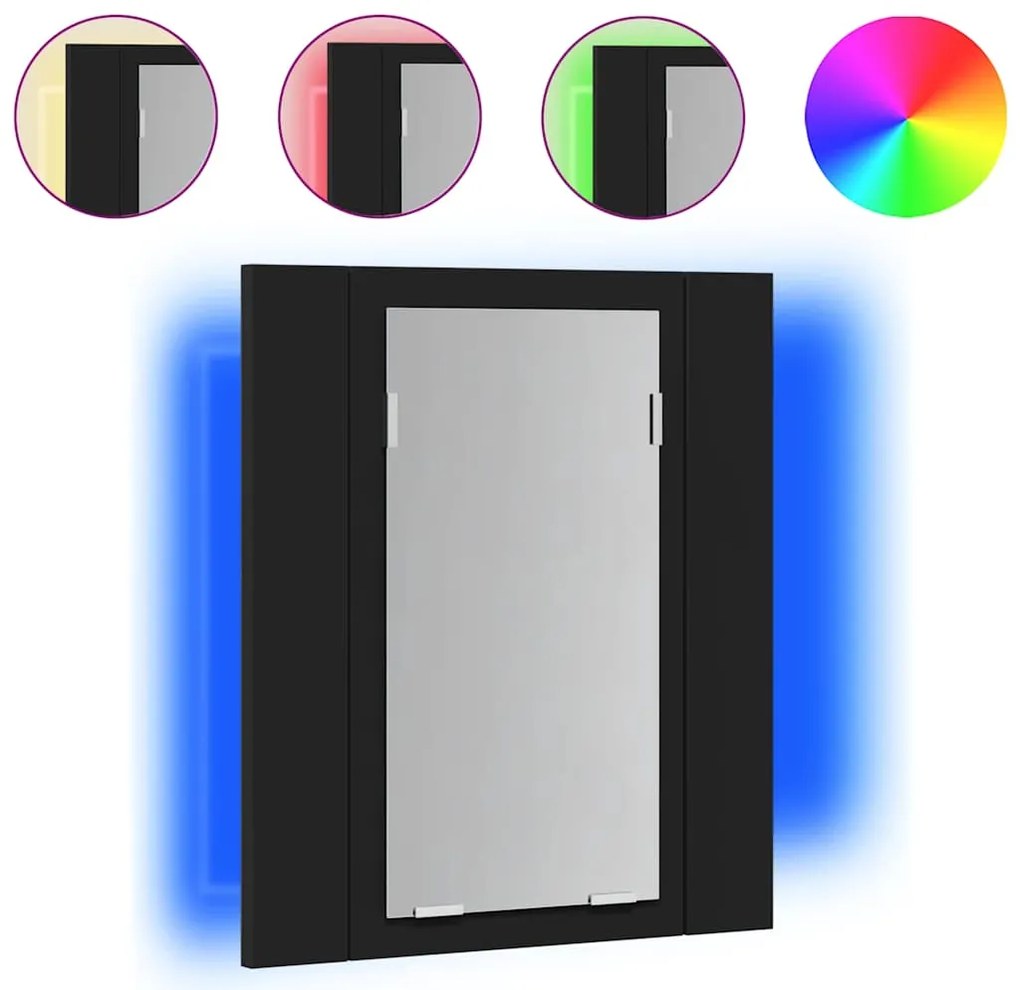 vidaXL Καθρέφτης Μπάνιου με Ντουλάπι LED Μαύρος 40x12x45 εκ. Ακρυλικός