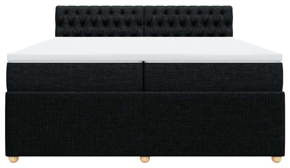 vidaXL Κρεβάτι Boxspring με Στρώμα Μαύρο 200x200 εκ. Υφασμάτινο