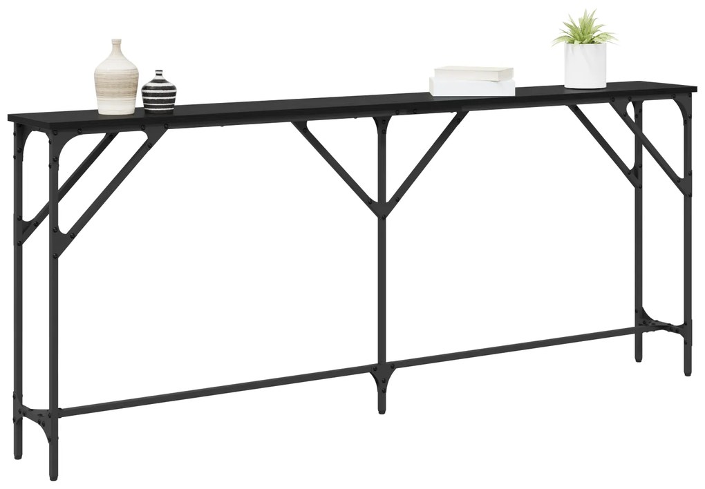 vidaXL Τραπέζι Κονσόλας Μαύρης Δρυός 180x23x75 εκ. Κατασκευασμένο Ξύλο