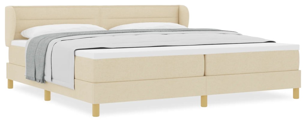 vidaXL Κρεβάτι Box Spring με Στρώμα Κρεμ 200x200 εκ Υφάσμα