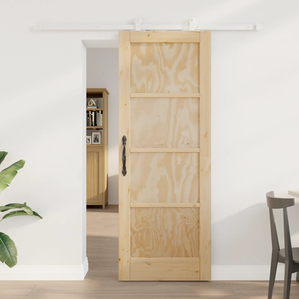vidaXL Συρόμενη Πόρτα με Σετ Υλικών 73.5x198.5 εκ Συμπαγές Ξύλο Πεύκου