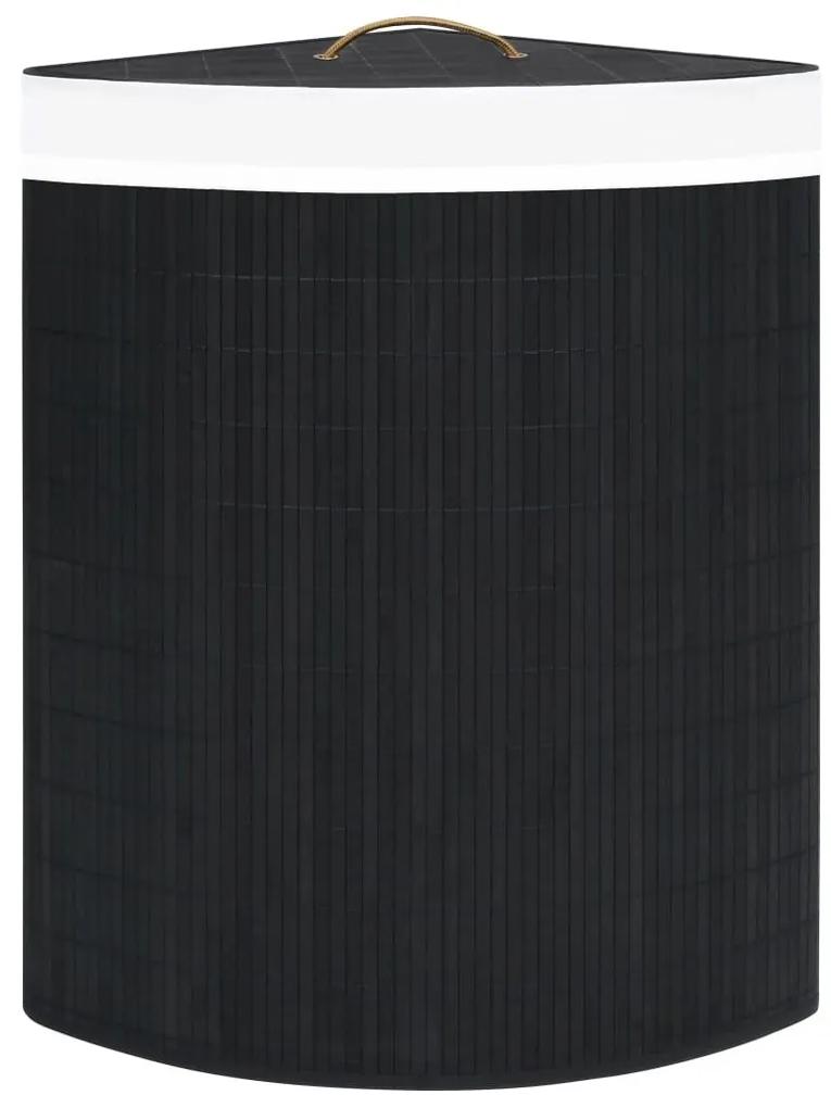 Καλάθι Άπλυτων Γωνιακό Μαύρο 60 Λίτρων από Μπαμπού - Μαύρο