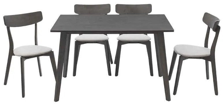 Tραπεζαρία Benson - Toto pakoworld σετ 5τμχ rustic grey - ύφασμα γκρι 120x75x75εκ