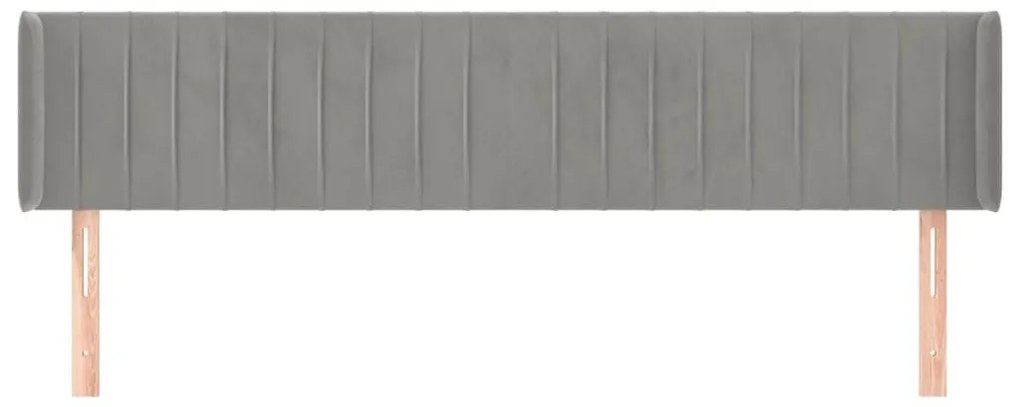 Κεφαλάρι με Πτερύγια Ανοιχτό Γκρι 183x16x78/88 εκ. Βελούδινο - Γκρι
