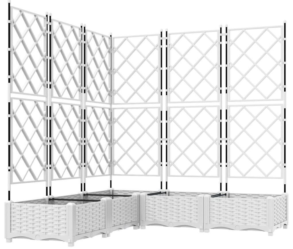 vidaXL Γλάστρα Κήπου με Πύργο 5 τεμ Λευκή 120x120x125.5 εκ