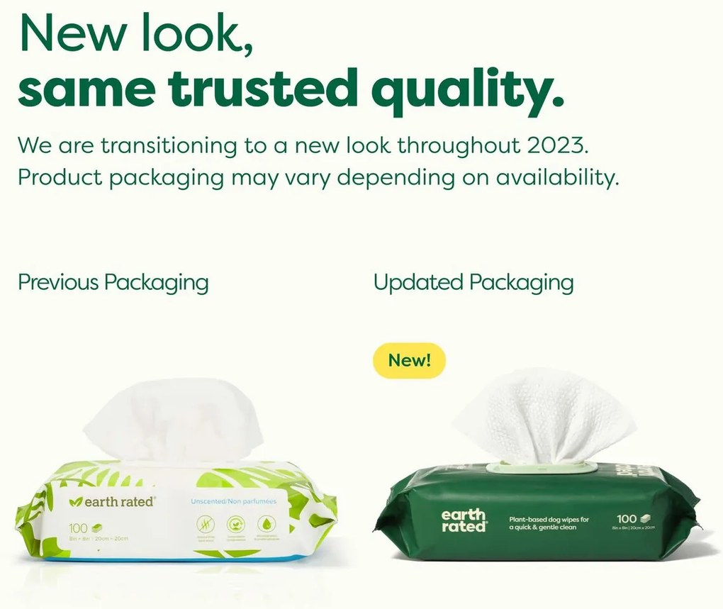 Υγρά μαντηλάκια για τα Κατοικίδια ζώα Earth Rated Χωρίς άρωμα 100 Μονάδες