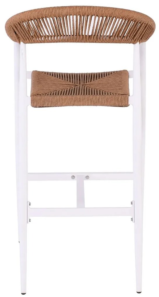 MADY Σκαμπό Bar, ALU Άσπρο, Rope Wicker Φυσικό 56x58x105cm