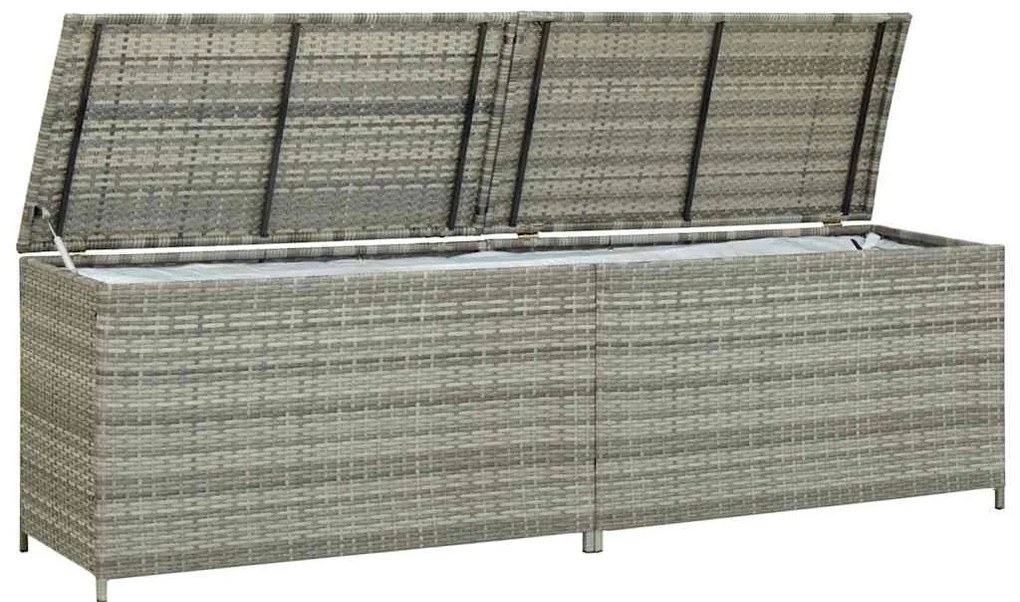 vidaXL Κουτί Αποθήκευσης Κήπου Γκρι 200x50x60 εκ. από Συνθετικό Ρατάν