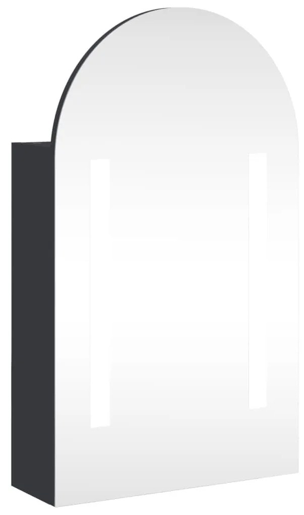 Καθρέφτης Μπάνιου με Ντουλάπι &amp; LED Αψίδα Γκρι 42x13x70 εκ. - Γκρι