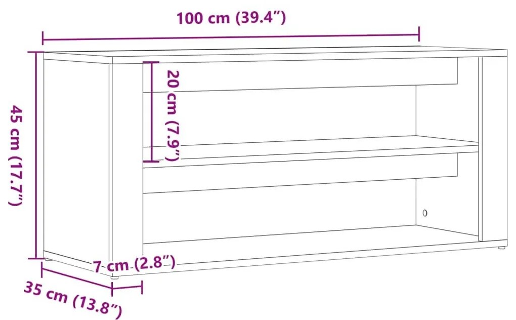 Πάγκος Παπουτσιών Artisan Δρυς 100x35x45 εκ. Επεξεργασμένο Ξύλο - Καφέ