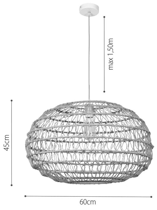 Κρεμαστό Φωτιστικό από σχοινί 1xE27 D:60cm (4041-A) - 4041-A - 4041-A