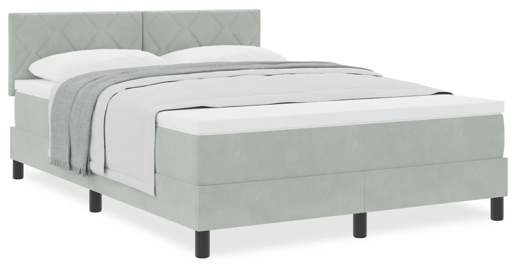 vidaXL Κρεβάτι με Στρώμα Light Grey 140x190 εκ Βελούδο