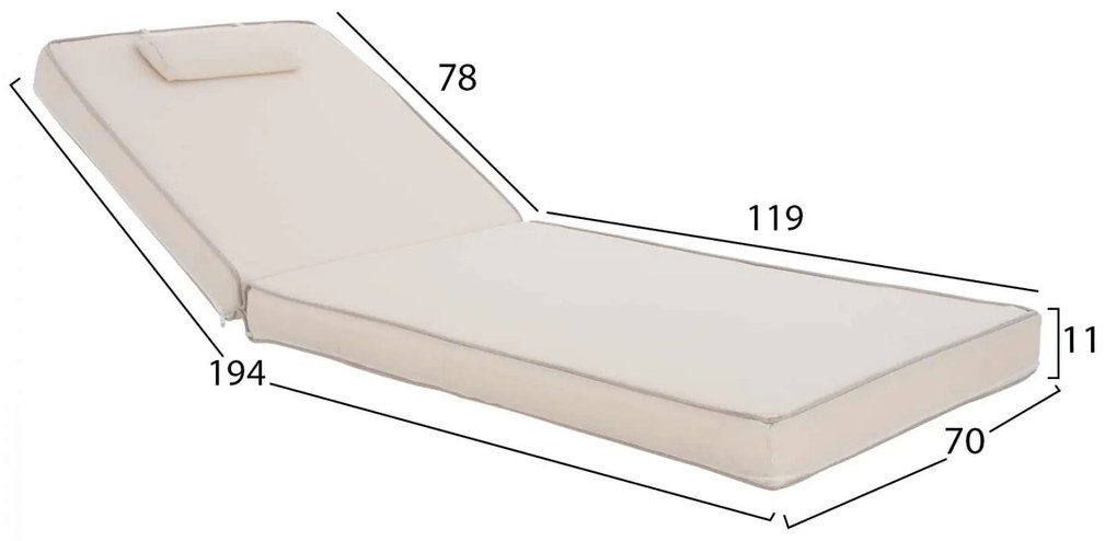 ΜΑΞΙΛΑΡΙ ΞΑΠΛΩΣΤΡΑΣ TEXTILENE 600gr/m2 2X1 SIFNOS ΜΠΕΖ HM11237.60T 194x70x11εκ.