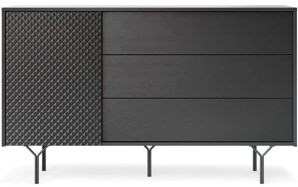 Μπουφές Raven II 162656489 144x38x83cm Black Ατσάλι,Μοριοσανίδα