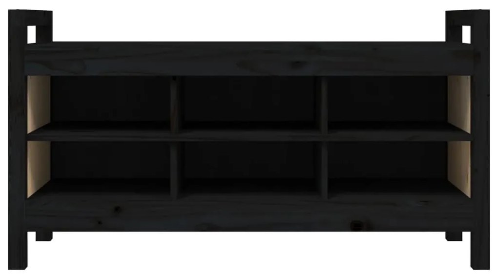 Παγκάκι Χολ Μαύρο 110x40x60 εκ. από Μασίφ Ξύλο Πεύκου - Μαύρο